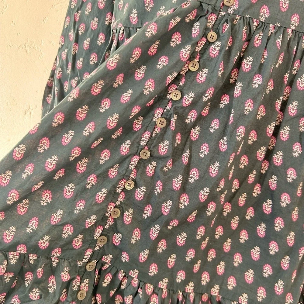 J CREW BEACHWEAR Organic Cotton A-line Floral Tiered Beach Dress Best Buds S